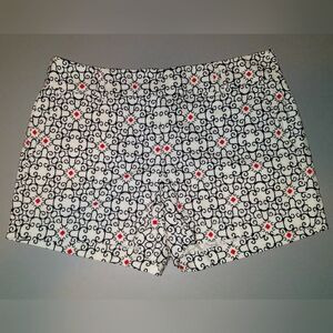 NWT Loft Black Swirl W/ Orange Diamonds  Chino Cotton Shorts ~ Sz 2